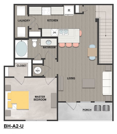 a floor plan of a home with a bedroom and a living room